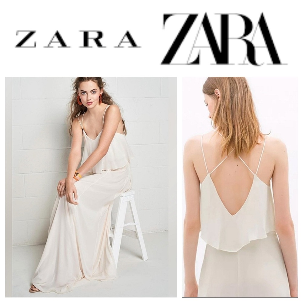Zara Basic Elegant Flowy Cami Tiered Spaghetti St… - image 1
